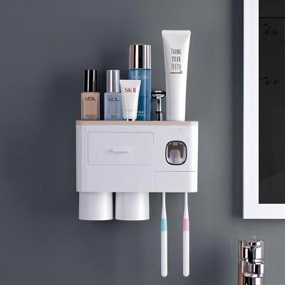 2 cups pink wall mounted bathroom storage rack
