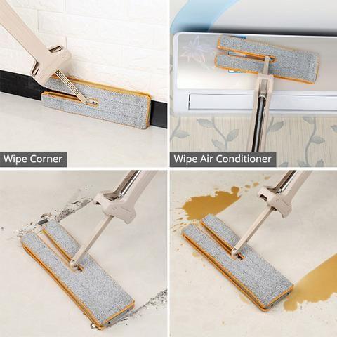 Double Sided Microfiber Flat Mop Self Wringing Lazy Mop