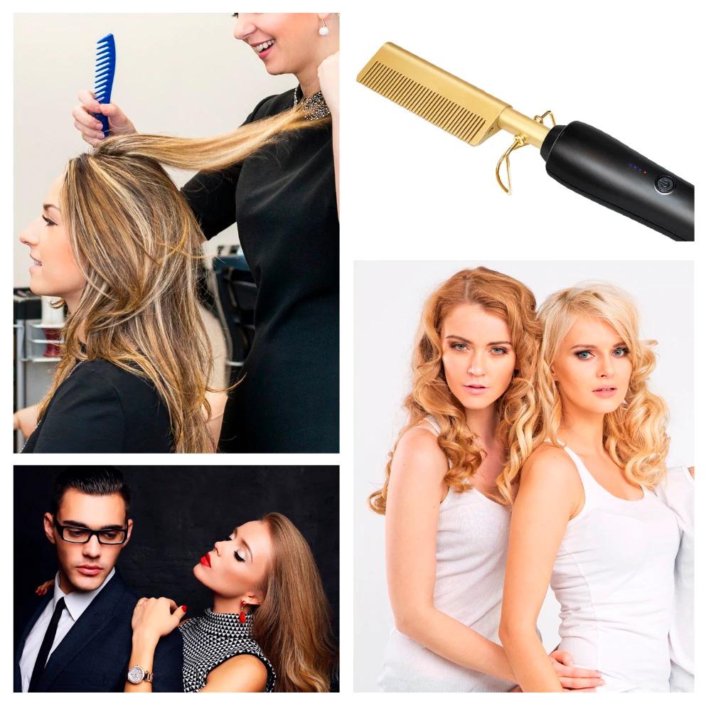 Hair Curling Iron Straightener Comb