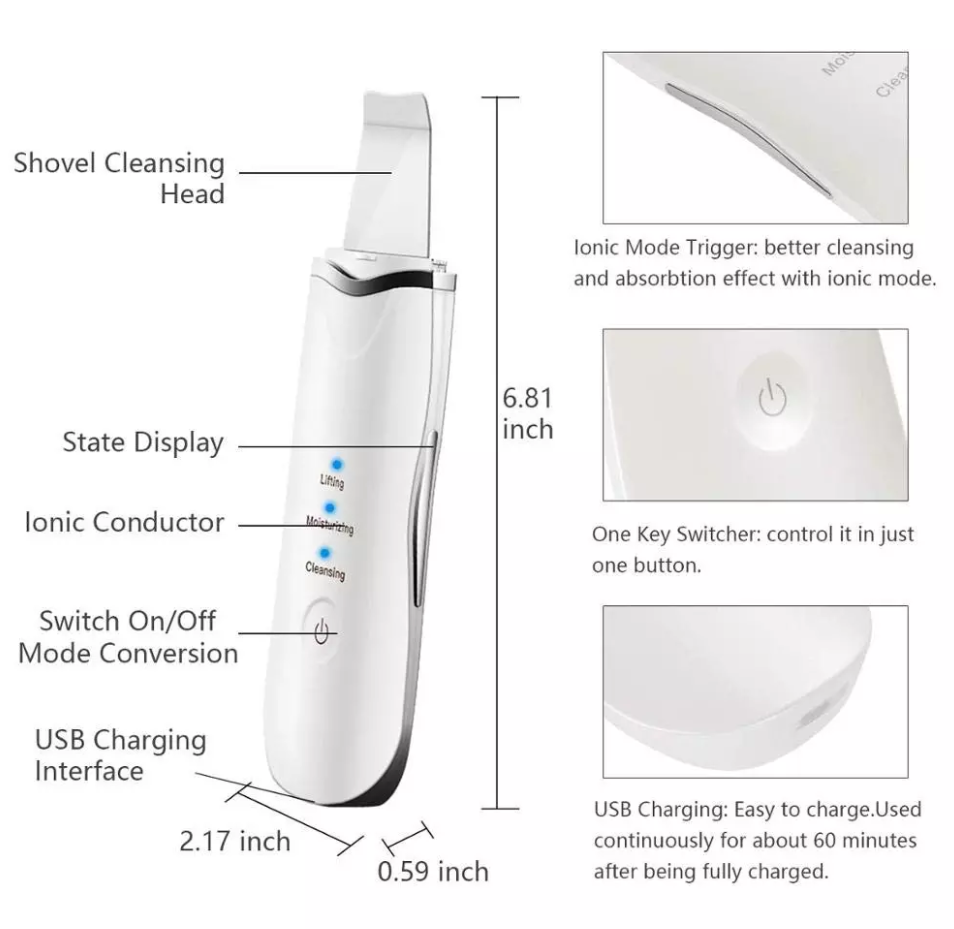 Ultrasonic Skin Scrubber Cleaner Massager