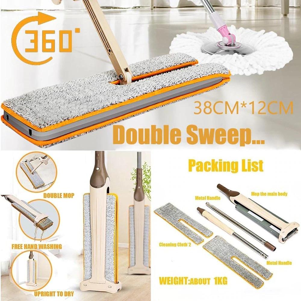 Useful Double Side Flat Mop Free Hand Washing Lazy Mop