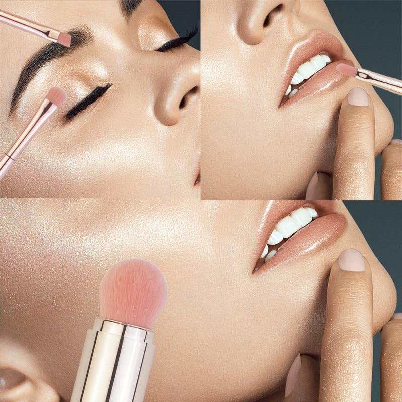 lady having a make up session using 4 in 1 make up brush set