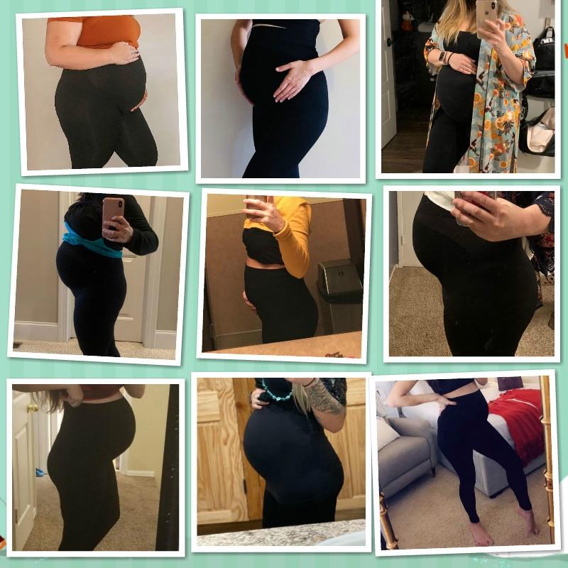 pregnant women wearing maternity leggings while taking a selfie