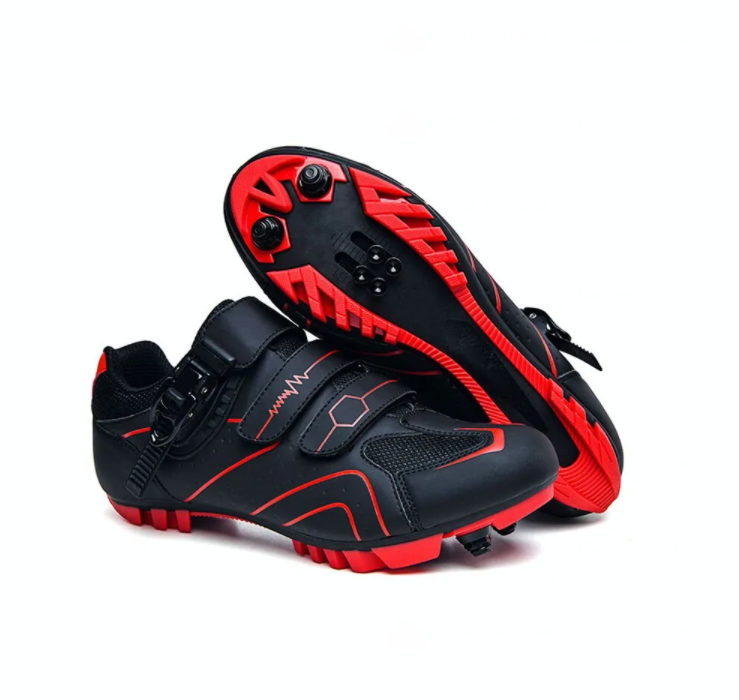 black and red color cycling shoes