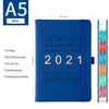 blue colored leather planner organizer