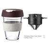 brown portable glass cup with coffee filter