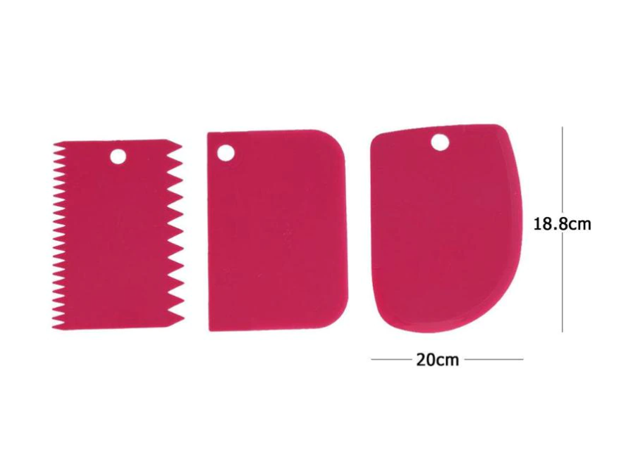 red baking scrapers dimensions
