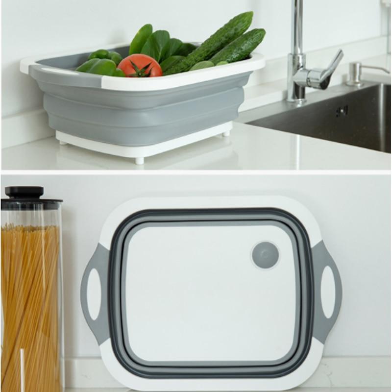 collapsible cutting board with colander