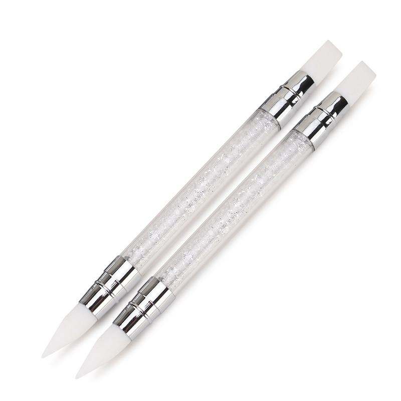 dual-ended silicone pen with white crystals