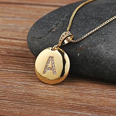 gold initial letter A pendant necklace