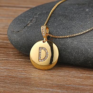 gold initial letter D pendant necklace