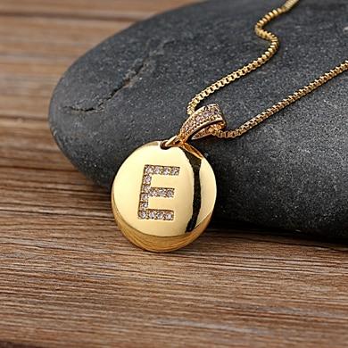 gold initial letter E pendant necklace