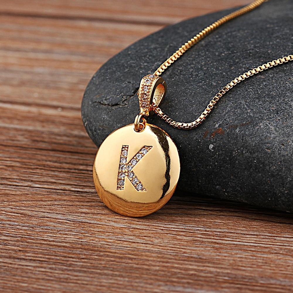gold initial letter K pendant necklace