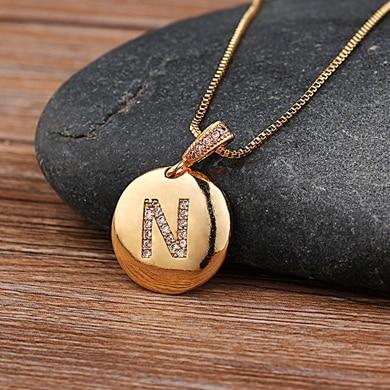 gold initial letter N pendant necklace