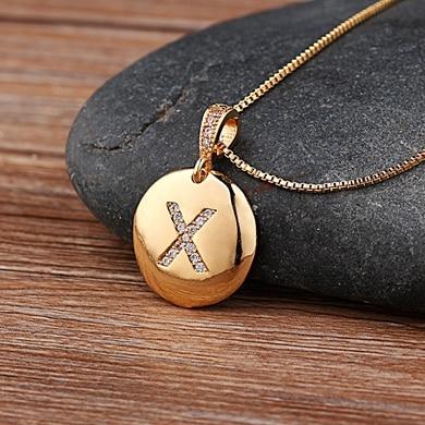 gold initial letter X pendant necklace