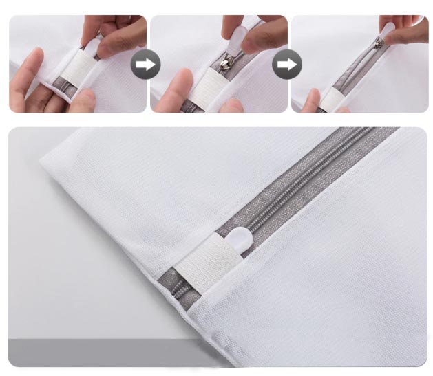 steps on how to hide the mesh laundry bag zipper