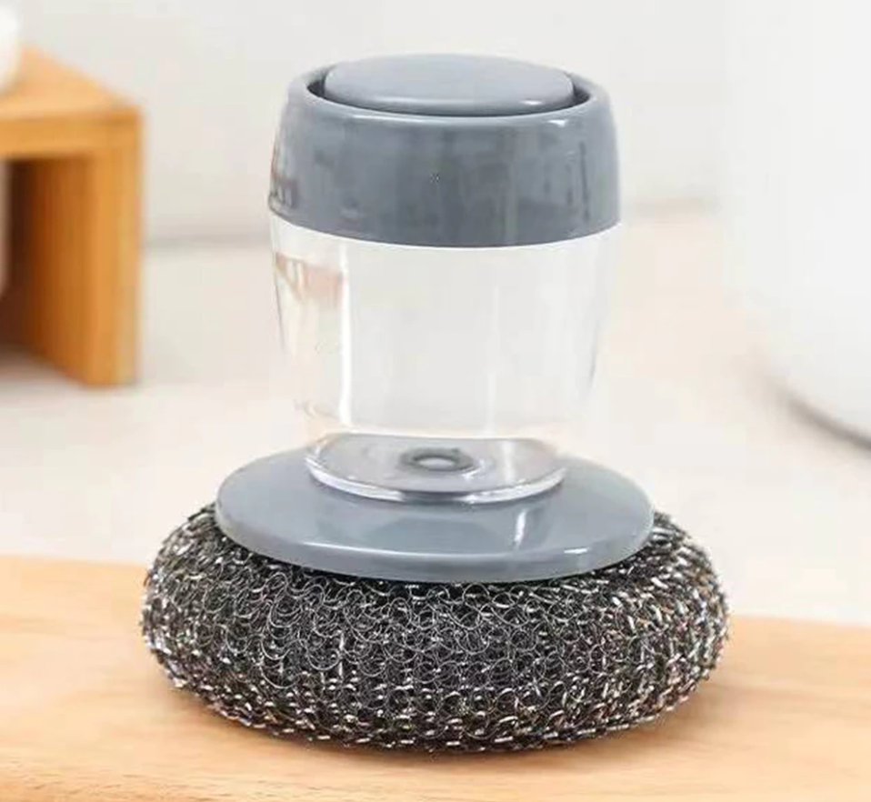 stainless steel soap dispensing palm brush