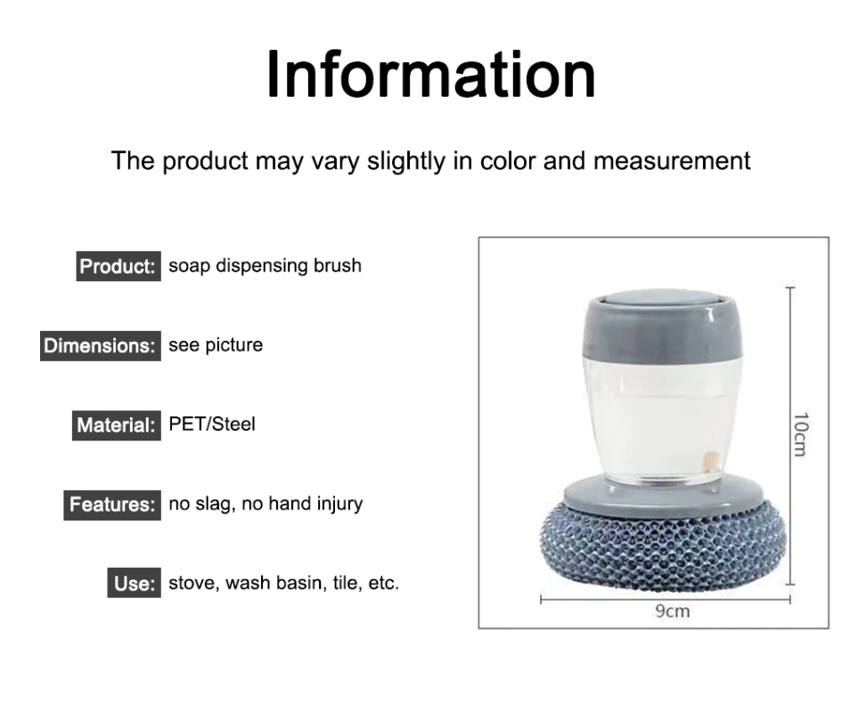 soap dispensing palm brush product information
