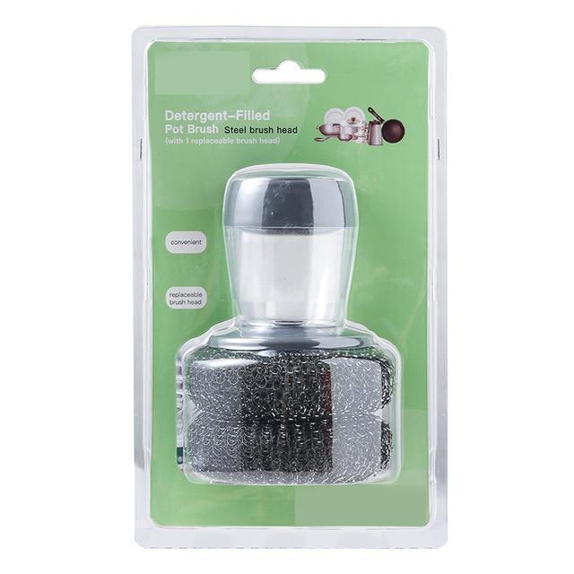 kitchen soap dispensing palm brush set