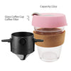 pink wood grain portable glass cup with coffee filter
