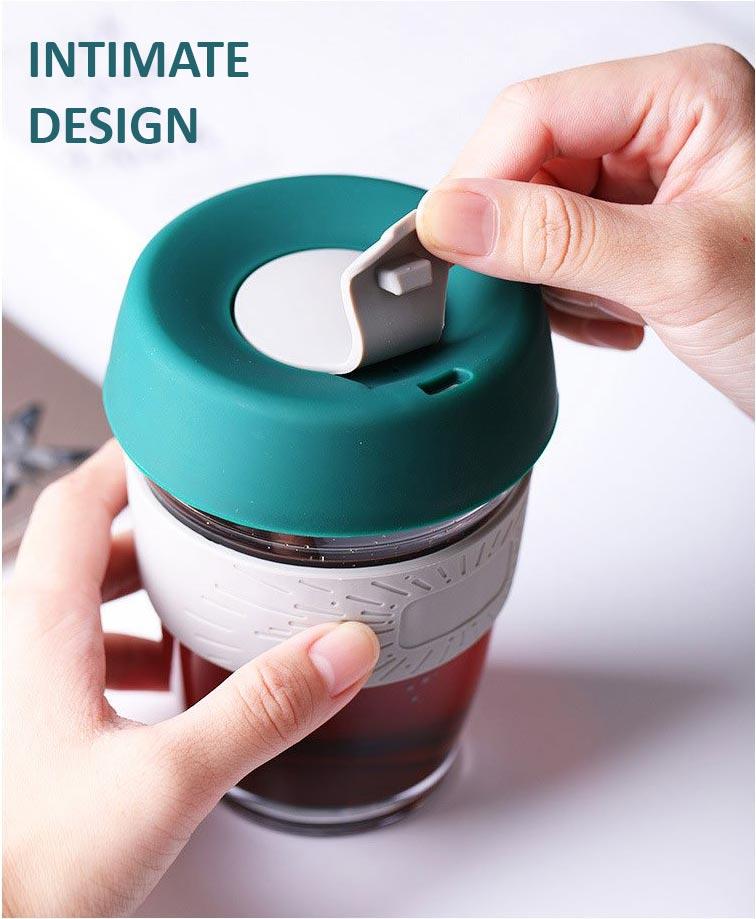 hand opening the cup silicon lid cover