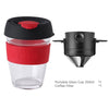 red black portable glass cup with coffee filter