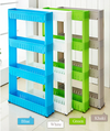 four-layered storage interspace plastic racks blue white green khaki