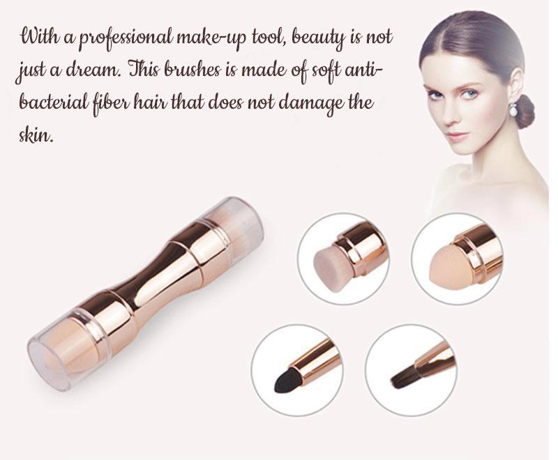 make up brush sets with a lady&#39;s face and text