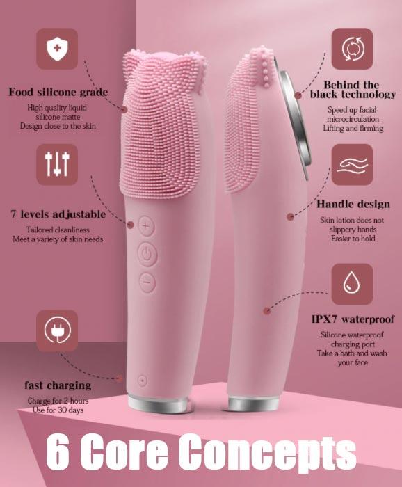 wireless silicone facial cleansing brush